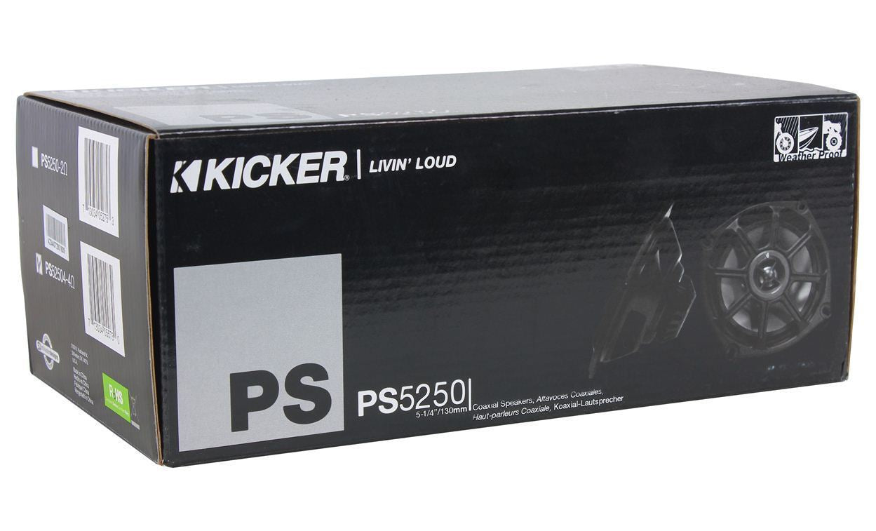 Kicker 10PS52504 5.25” Harley Davidson Motorcycle Speakers+Marine Speaker Wire