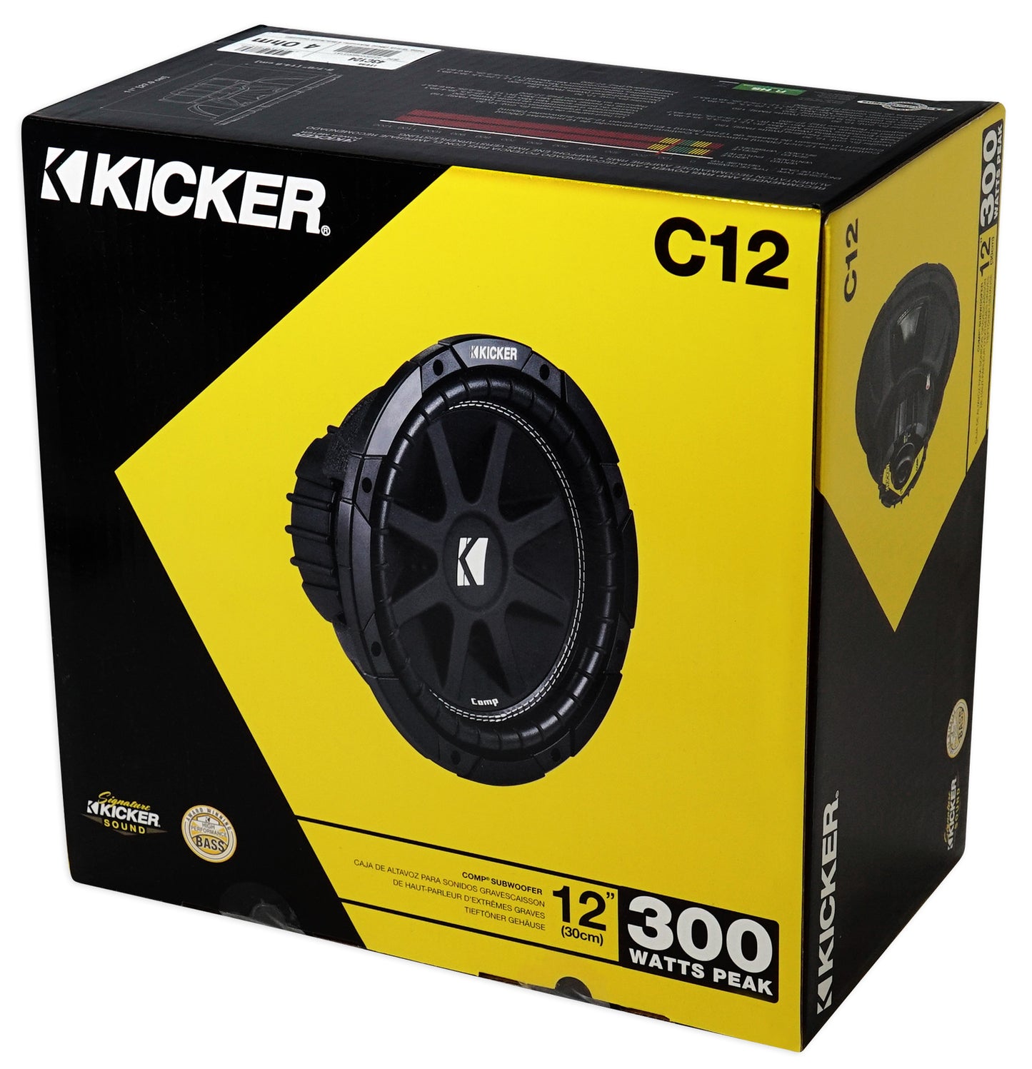 KICKER 43C124 Comp 12" 300 Watt SVC 4-Ohm Car Subwoofer Sub+Amplifier+Amp Kit