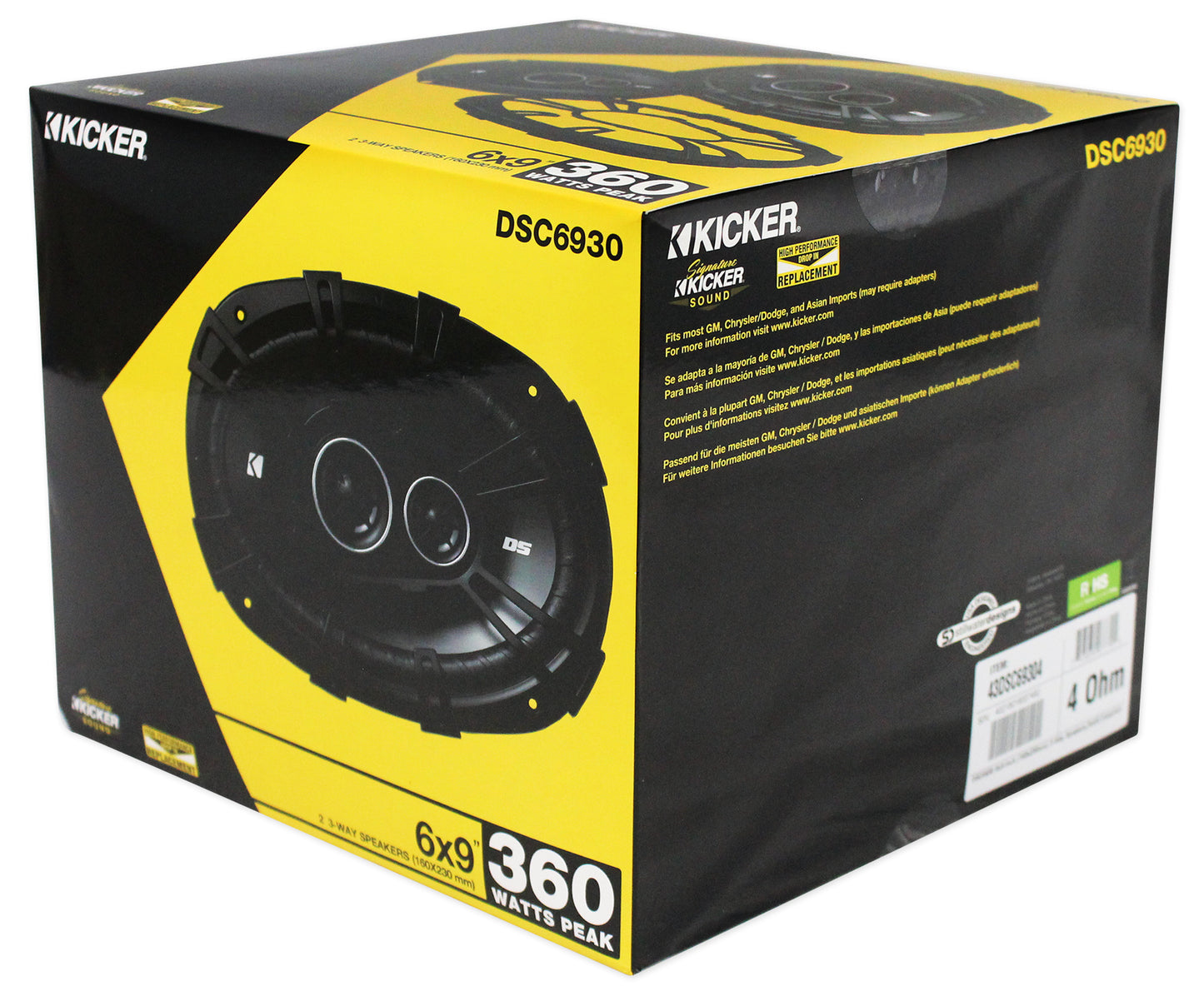 2) Kicker 43DSC69304 DSC6930 6x9 360w 3-Way Car Speakers+(2) Enclosures DS693
