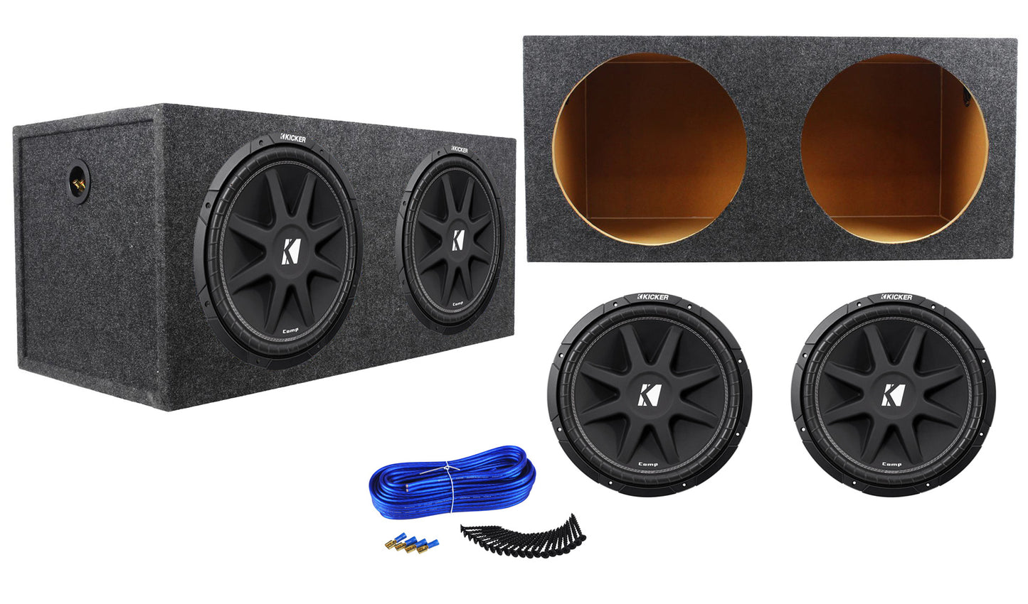 2) KICKER 43C154 Comp 15" 1000 Watt Car Subwoofers Subs+Sealed Sub Box Enclosure