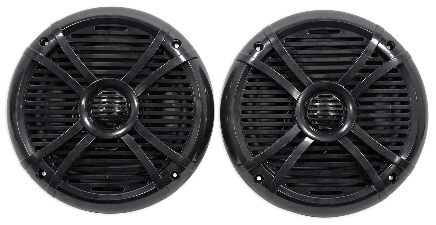 RMSTS80B Black 8" Marine Speakers 4-Pack + KRYPTON MF4 Amplifier Bundle