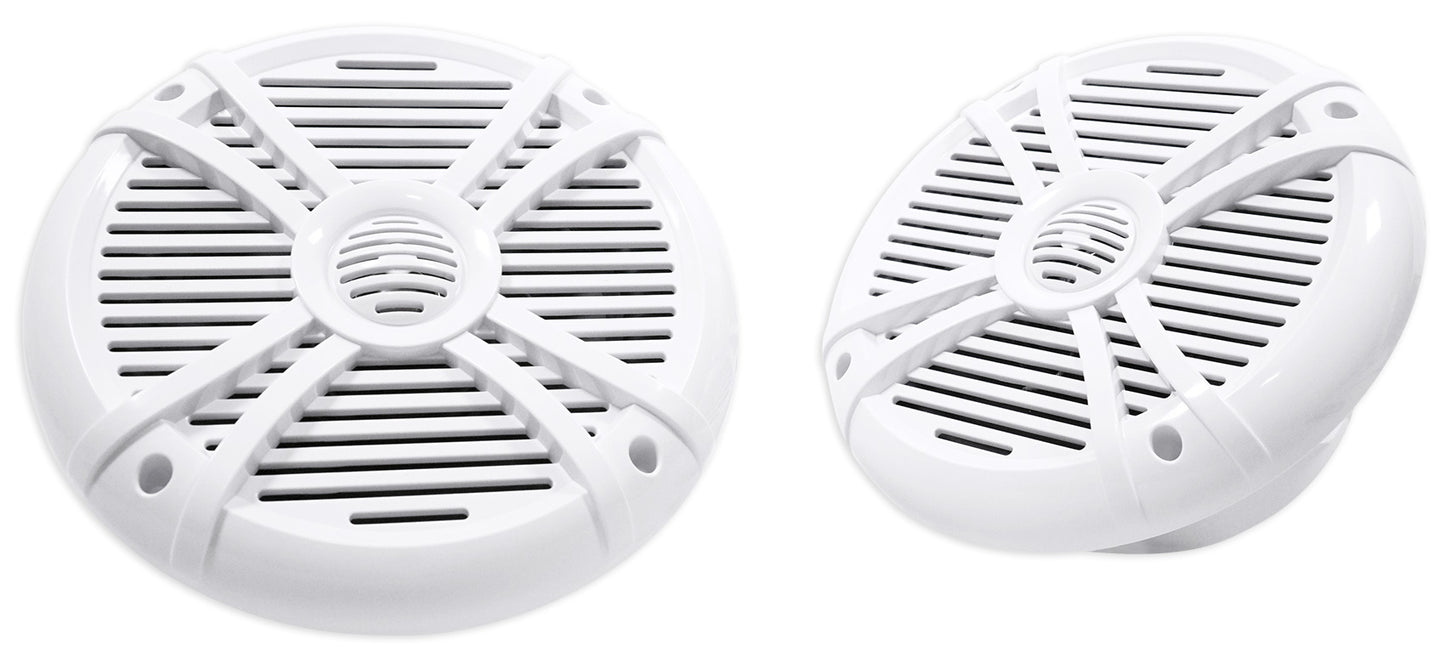 RMSTS80W White 8" Marine Speakers 4-Pack + KRYPTON MF4 Amplifier Bundle