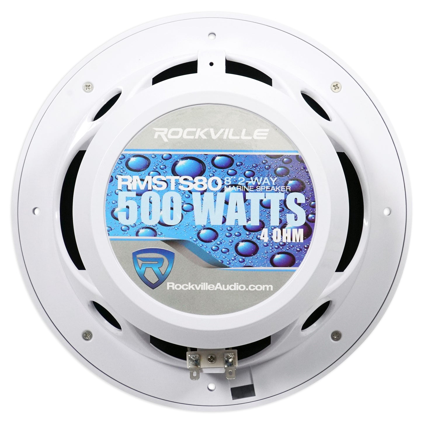 RMSTS80W White 8" Marine Speakers 4-Pack + KRYPTON MF4 Amplifier Bundle