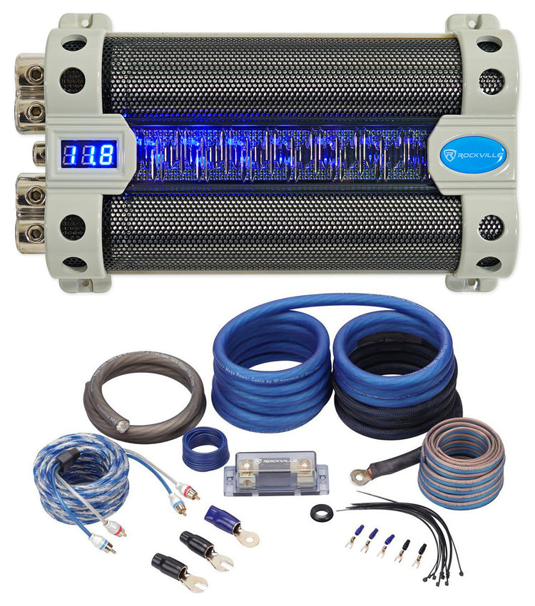 50 Farad Capacitor + 0 Gauge OFC Amp Wiring Kit Bundle