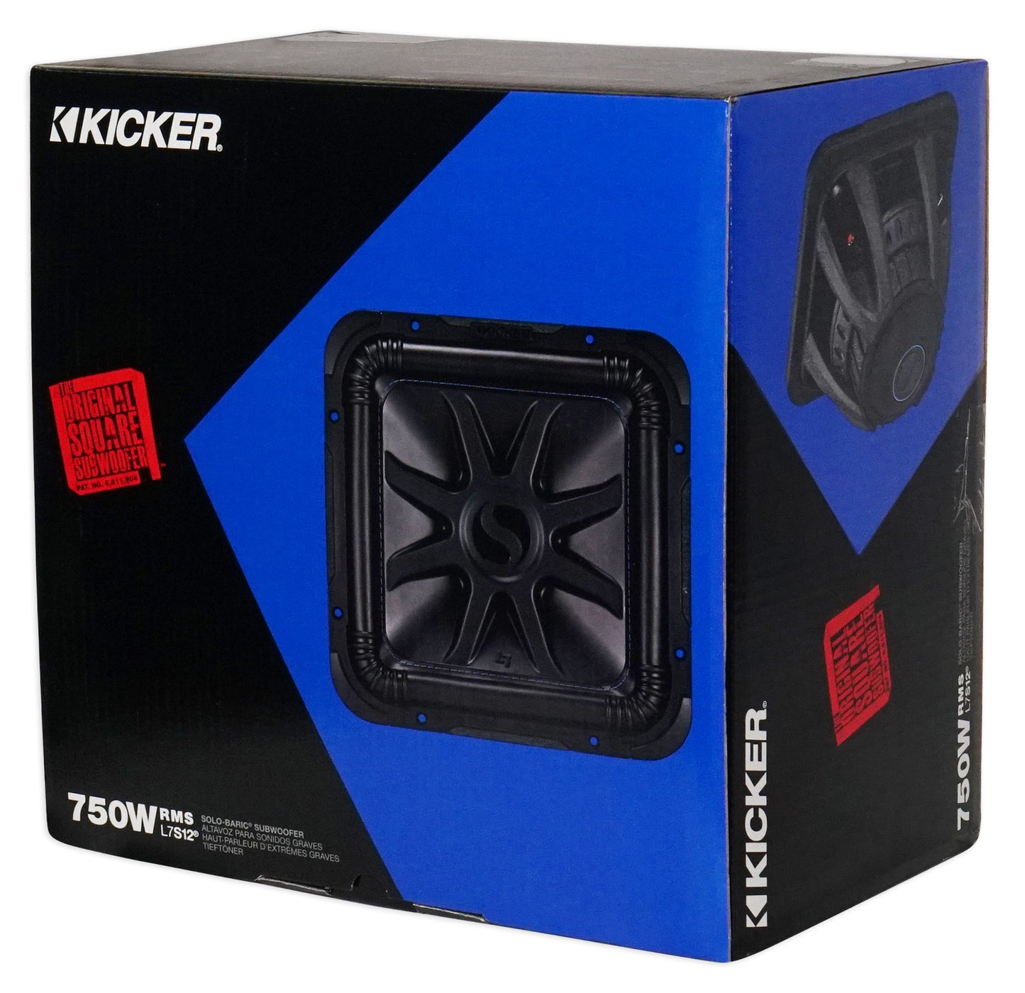 Kicker L7S122 12" Solobaric L7S Car Sub+Vented Enclosure+750W Amplifier+Amp Kit