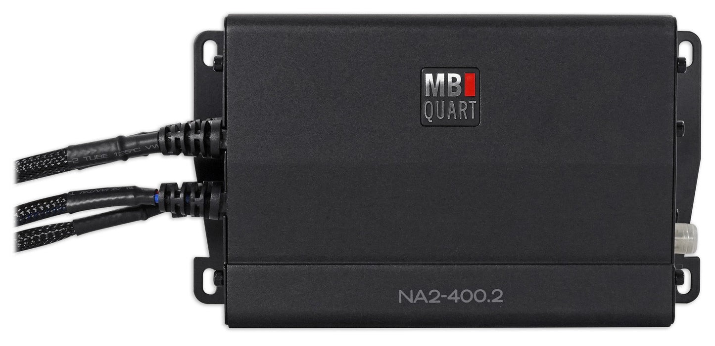MB QUART NA2-400.2 400 Watt RMS 2-Ch. Marine Boat ATV Compact Amplifier+Amp Kit