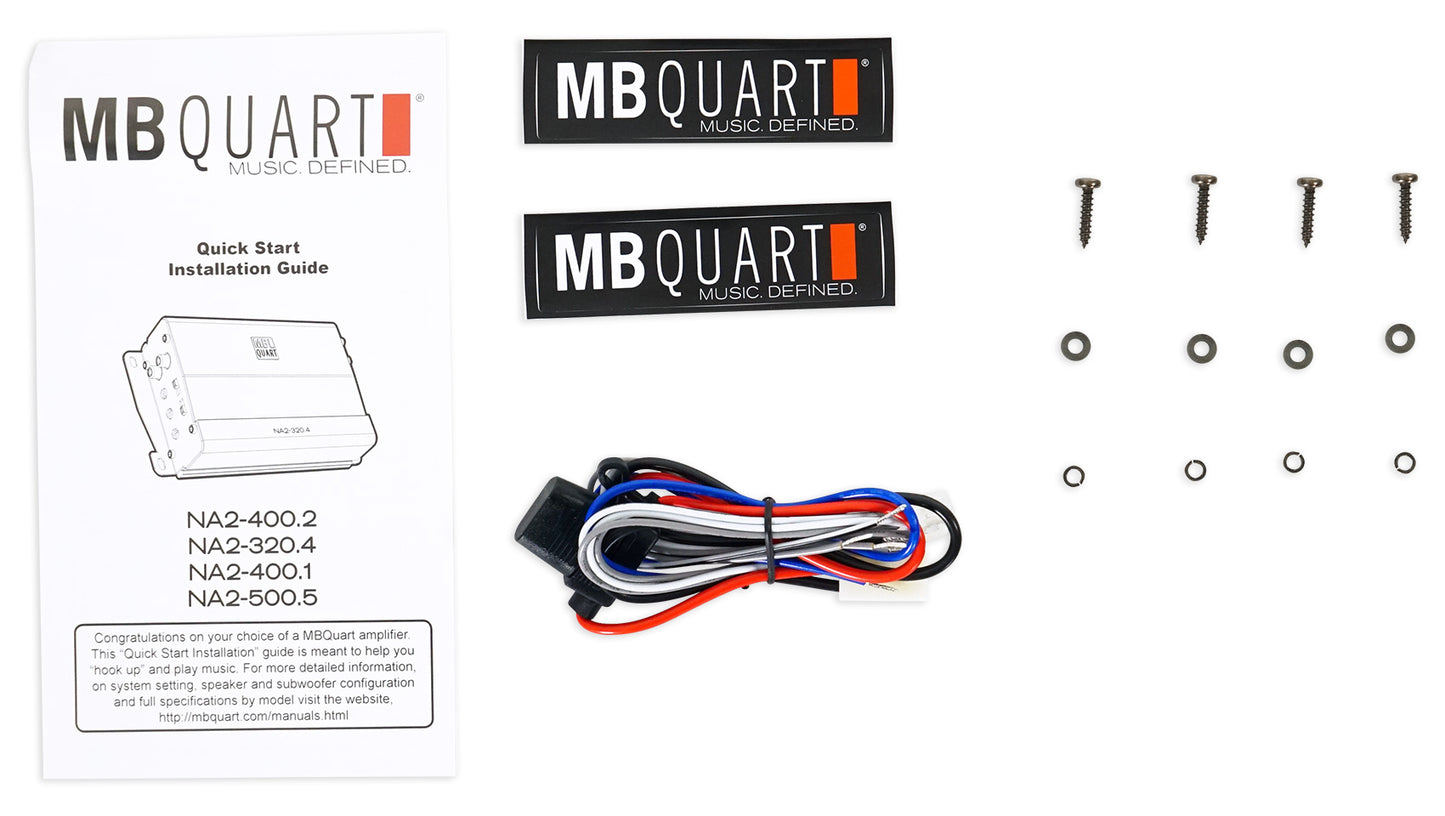 MB QUART NA2-400.2 400 Watt RMS 2-Ch. Marine Boat ATV Compact Amplifier+Amp Kit