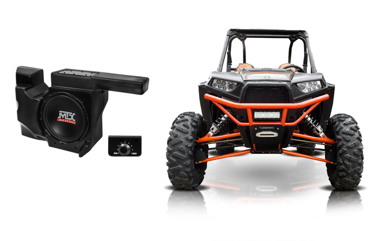 MTX RZRXP-10 10" 500w Subwoofer+Enclosure+8" Tower Speakers for Polaris RZR/UTV