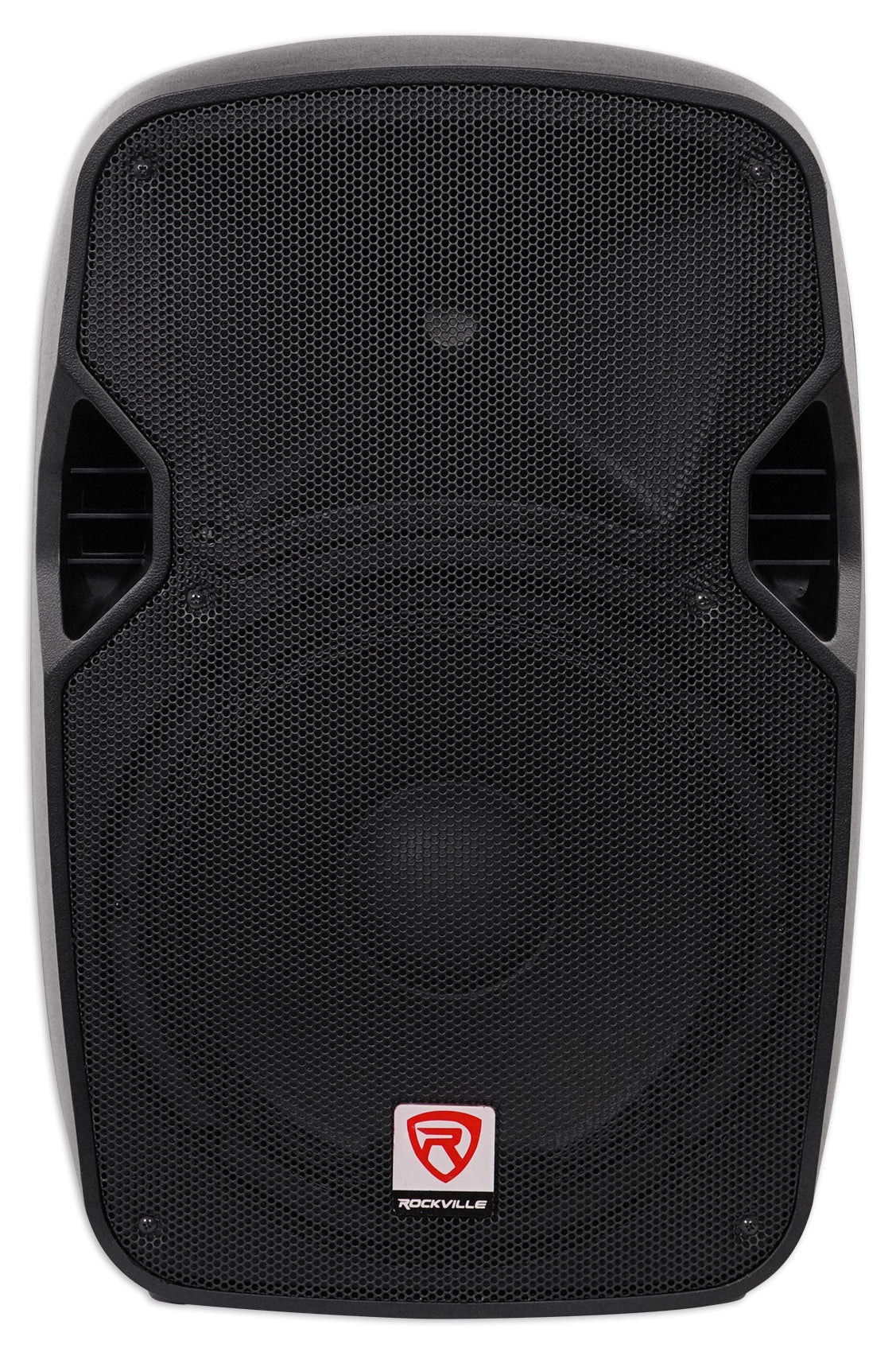 (2) Rockville SPGN128 12" 2400w DJ PA Speakers+Amp+(4) Mics+Stands+Cables+Bag
