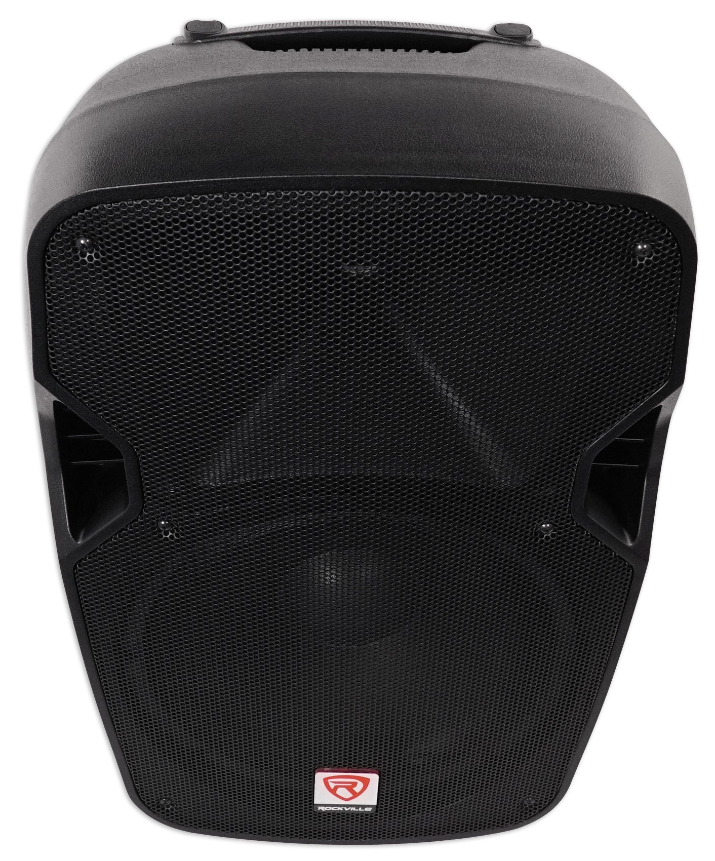 (2) Rockville SPGN128 12" 2400w DJ PA Speakers+Amp+(4) Mics+Stands+Cables+Bag