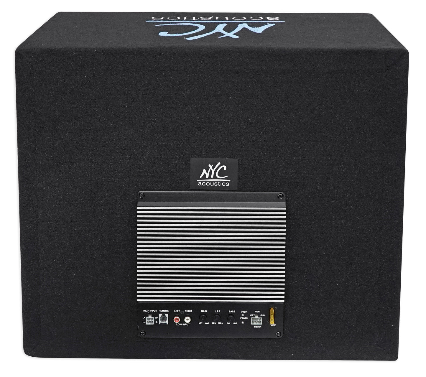 NYC Acoustics NSE12L 12" 1200w Powered Car Subwoofer/Sub Enclosure+LED+Amp Kit