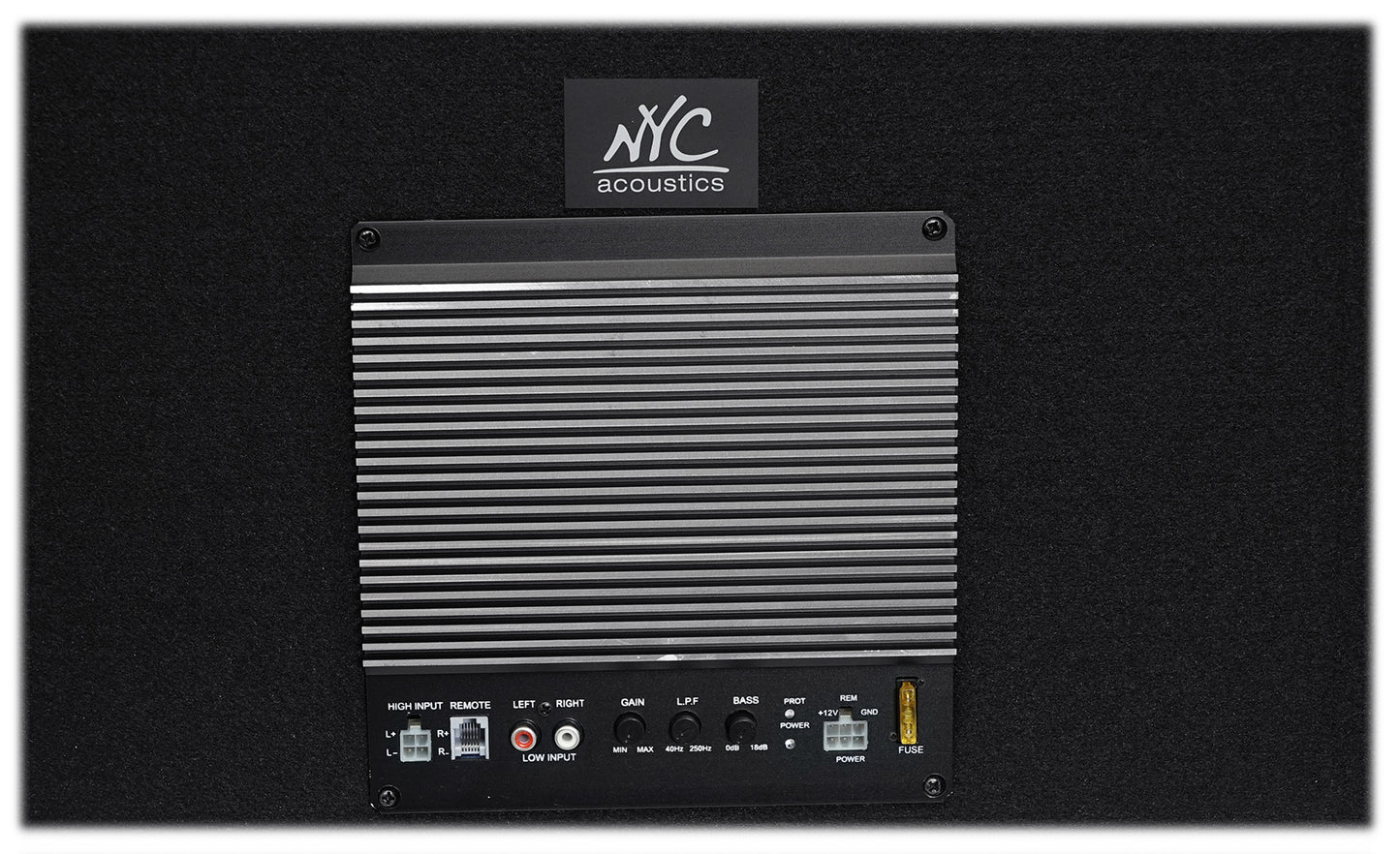 NYC Acoustics NSE12L 12" 1200w Powered Car Subwoofer/Sub Enclosure+LED+Amp Kit