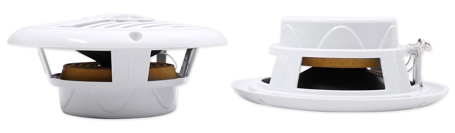 MS525W White 5.25" Marine Speakers + MAC525W White Pods Bundle