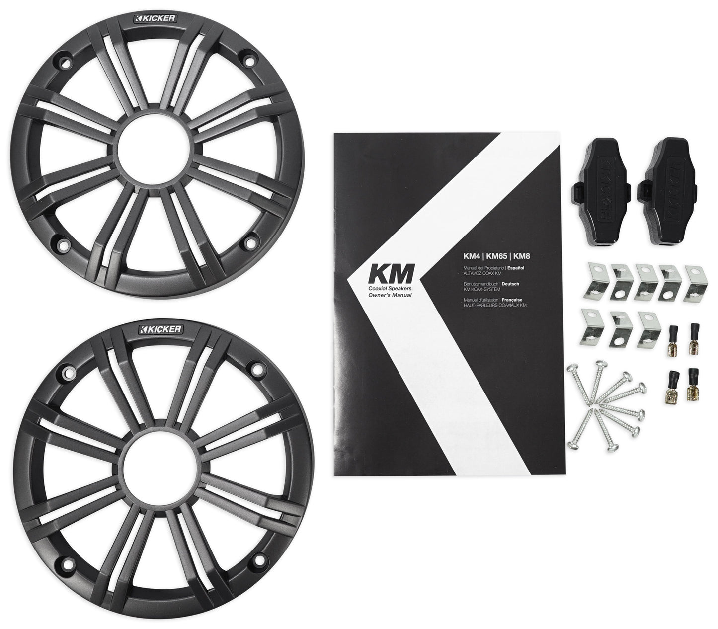 (4) KICKER 45KM654 6.5" 390 Watt White Marine Wakeboard Tower Boat Speakers