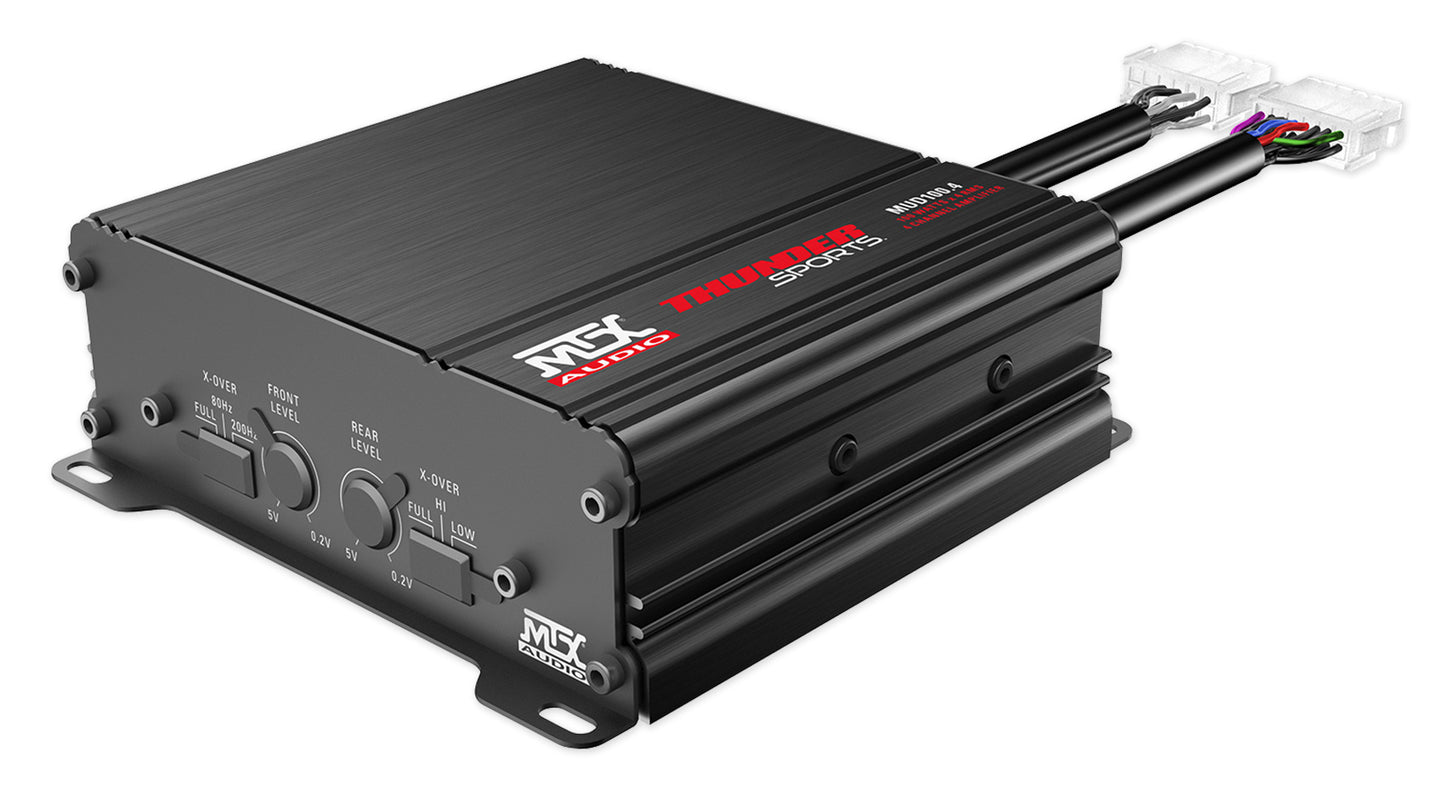 MTX MUD100.4 400 Watt RMS 4-Channel Amp for Polaris RZR/ATV/UTV/Cart+Speaker