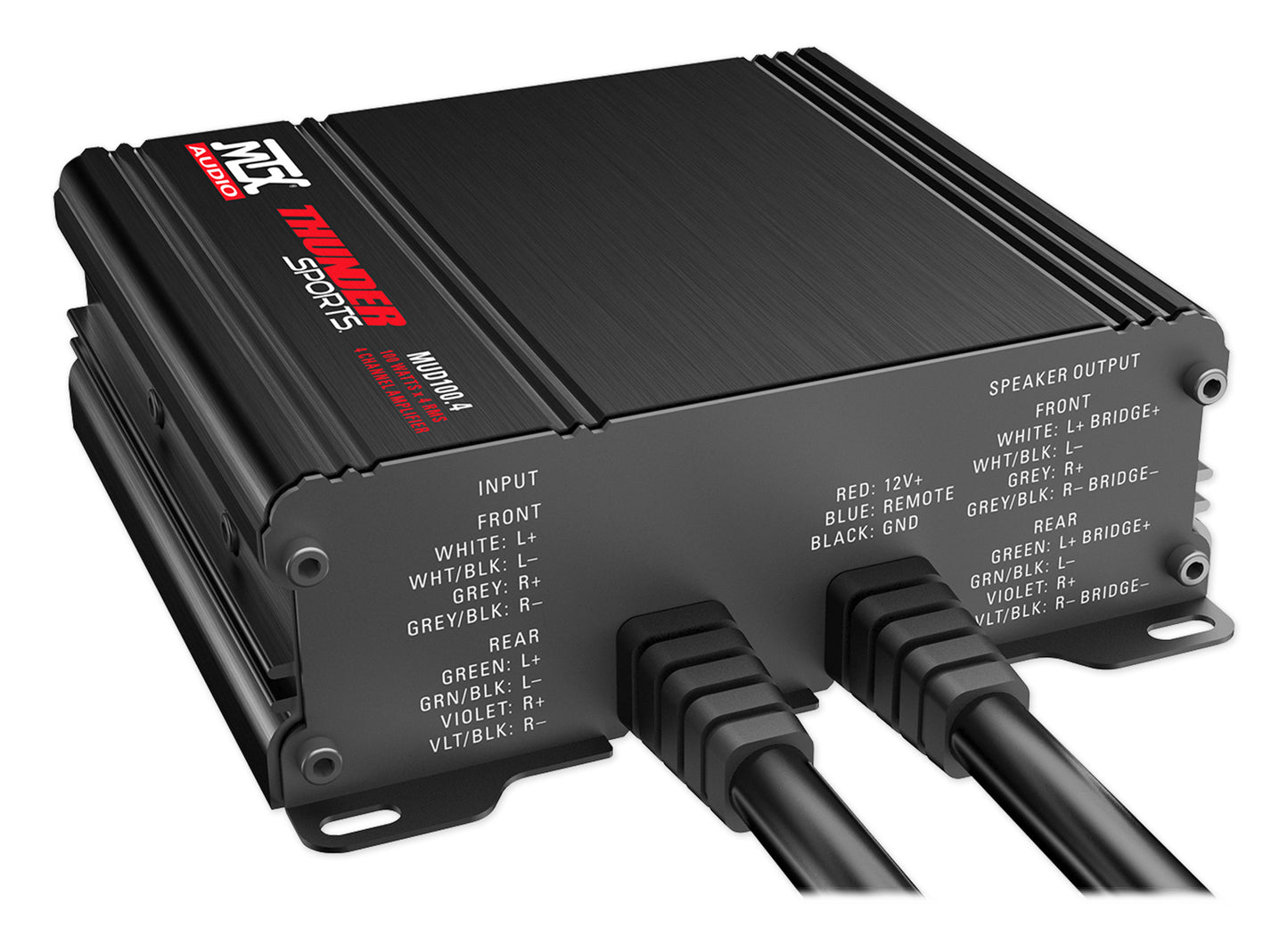 MTX MUD100.4 400 Watt RMS 4-Channel Amp for Polaris RZR/ATV/UTV/Cart+Speaker
