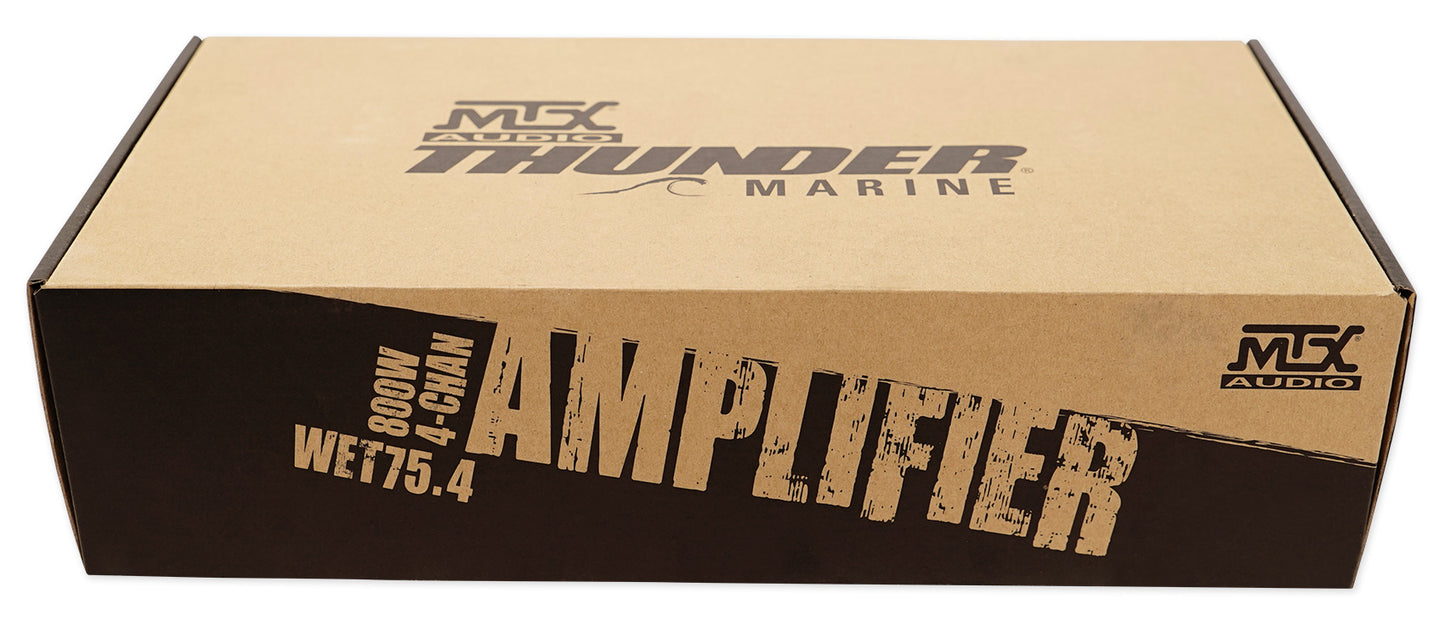 MTX WET75.4 400 Watt RMS 4-Channel Marine Amplifier+Amp Kit 4 Boat/ATV/UTV/RZR