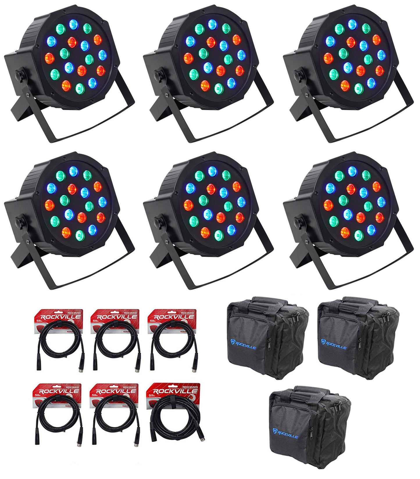 RockPAR50 6-Pack + RLB90 Bags Bundle