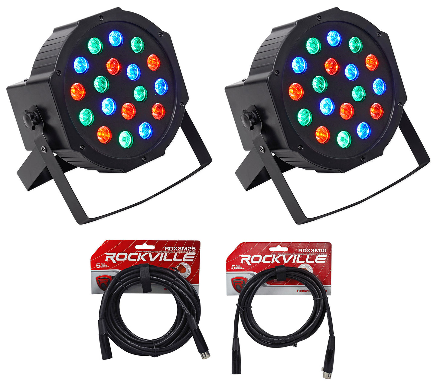 RockPAR50 LED RGB 2-Pack + DMX Cable Bundle