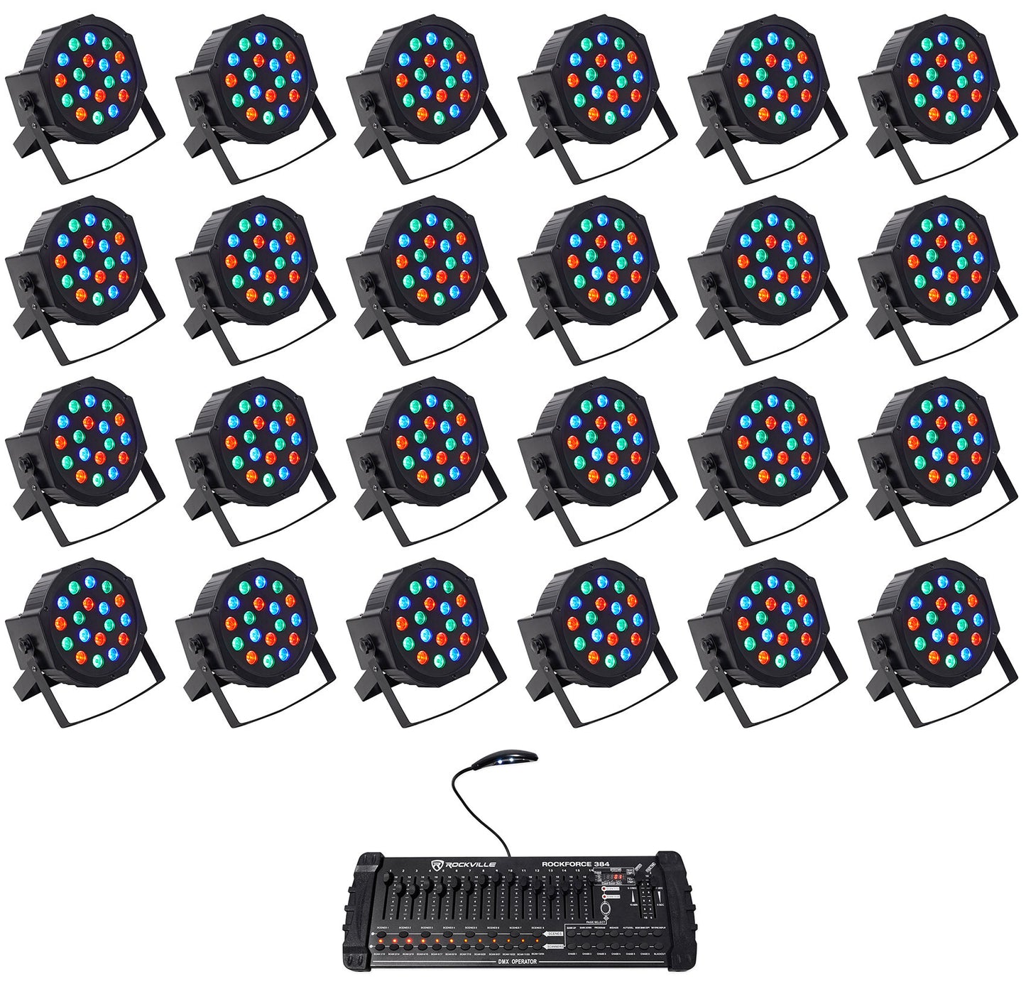 RockPAR50 LED RGB 24-Pack + ROCKFORCE 384 Controller Bundle