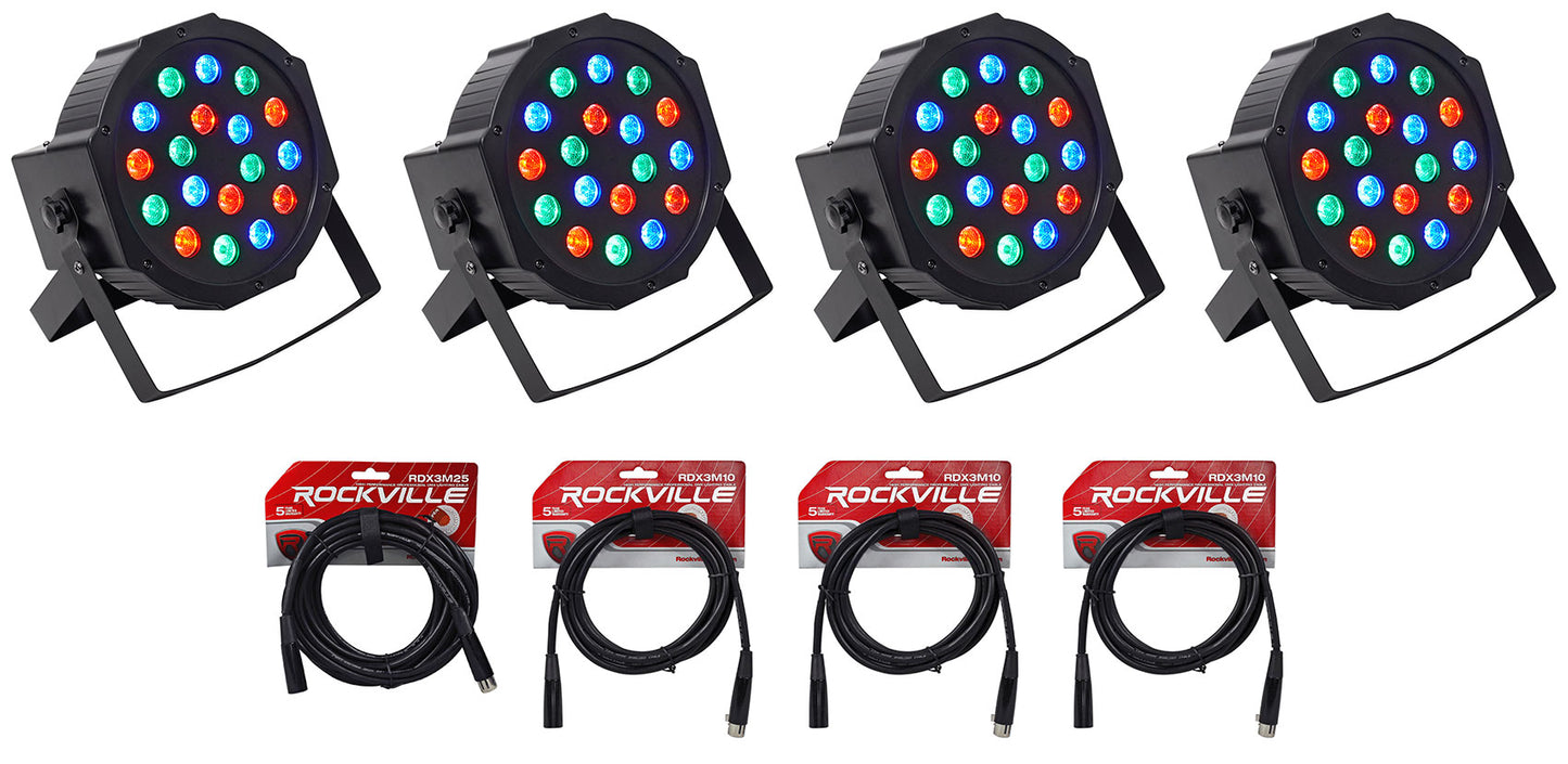 RockPAR50 4-Pack + DMX Cables Bundle