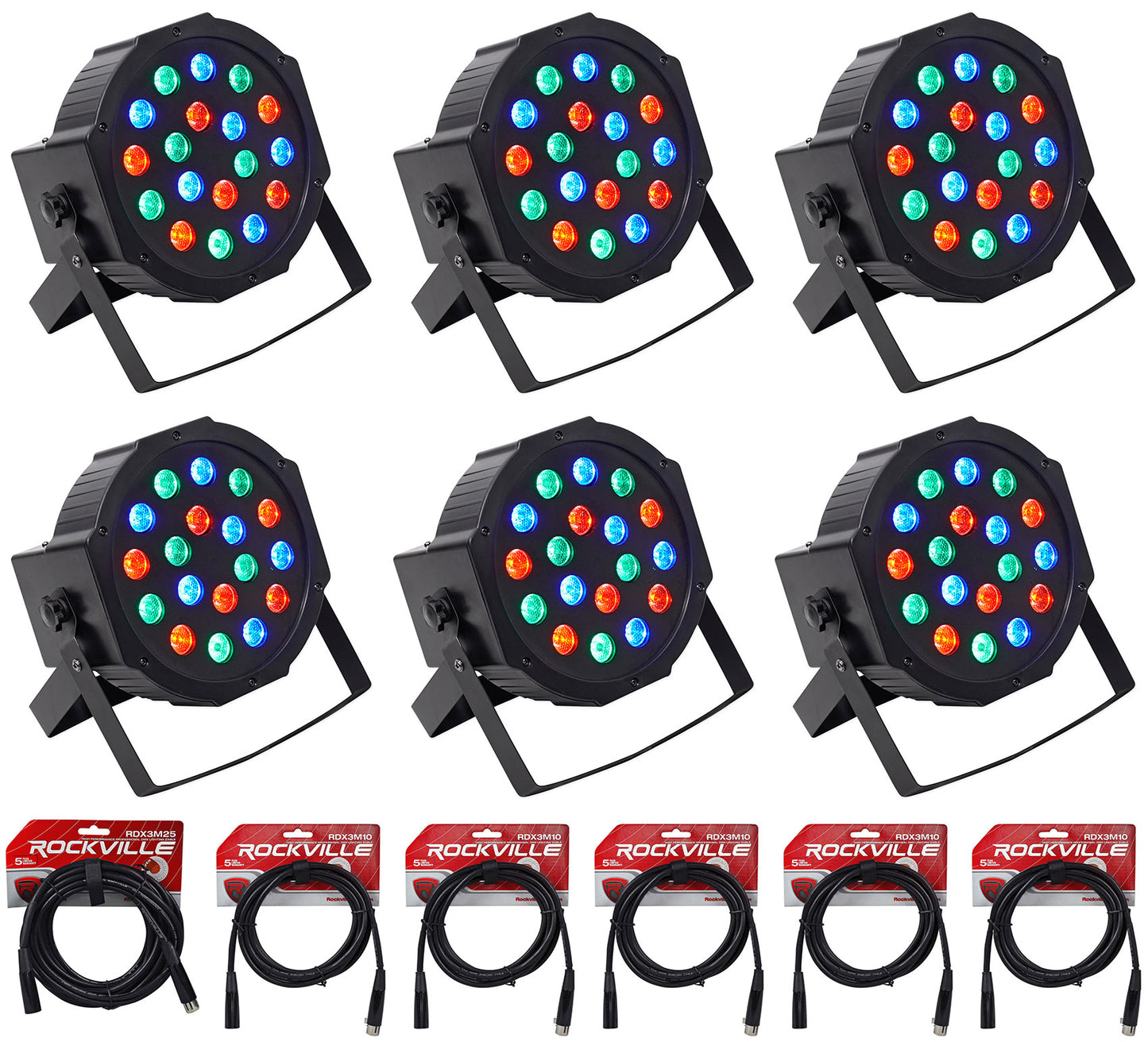 RockPAR50 LED RGB 4-Pack + DMX Cable Bundle