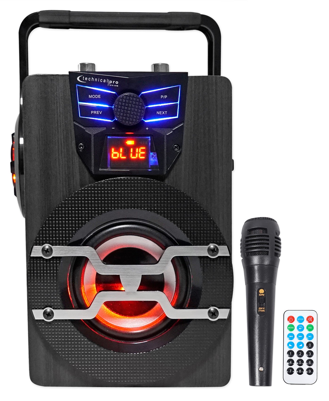 Technical Pro WASP420 Bluetooth Karaoke Machine System w/TV LED's Bundle with Mic & Stand