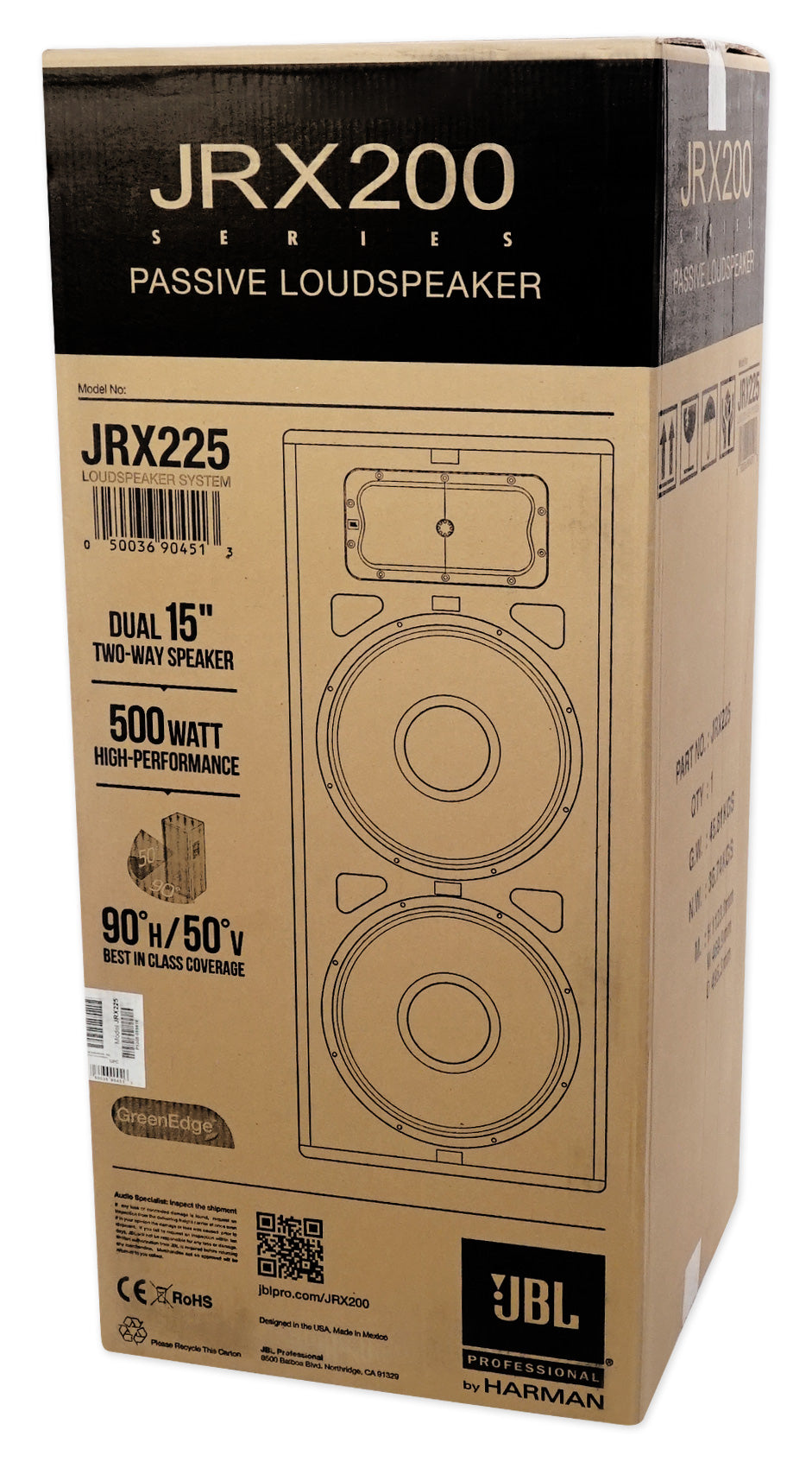 JBL JRX225 Dual 15" 4000w DJ/PA Speakers+Powered 8-Channel Mixer w/USB/Effects