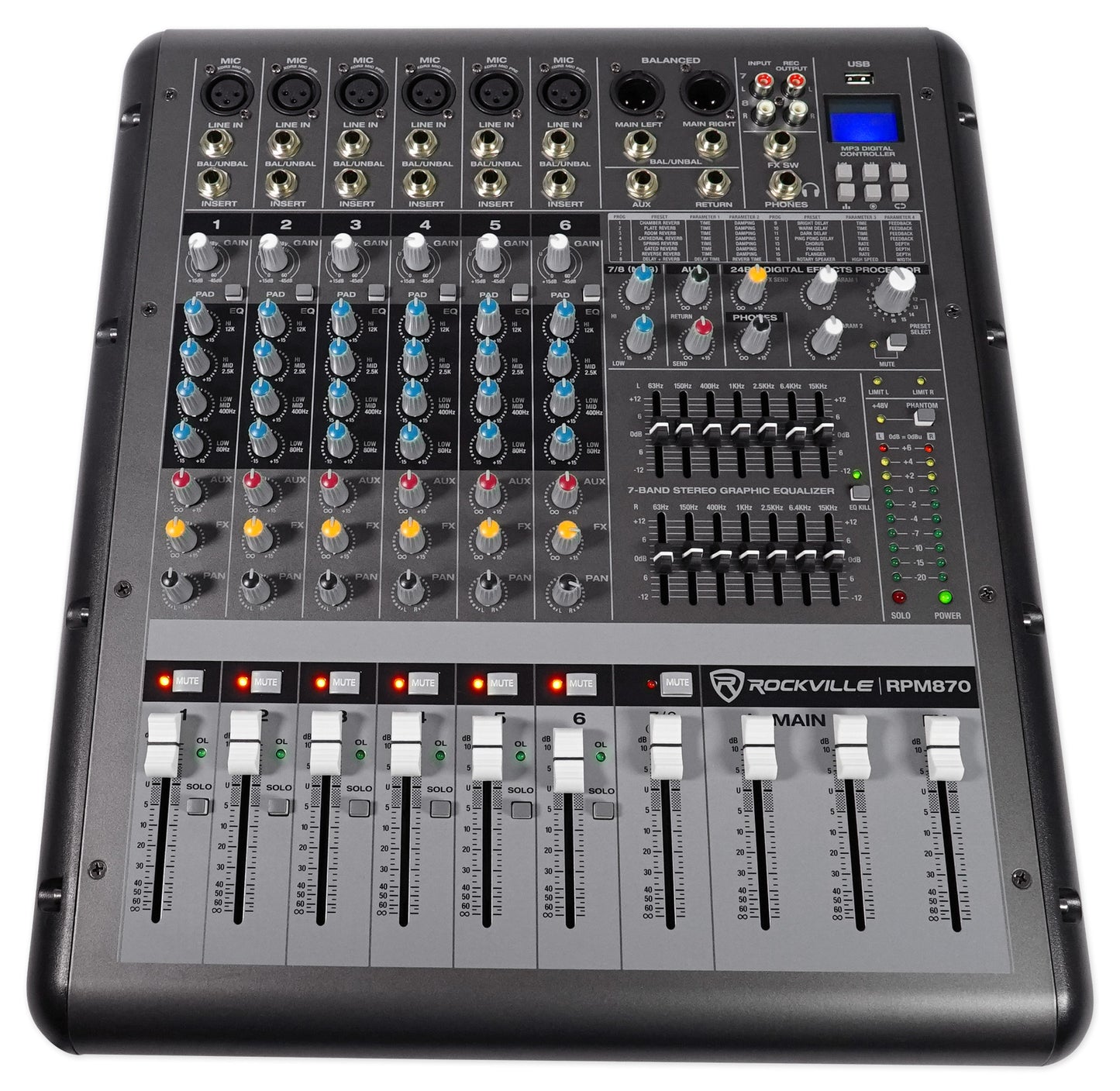 JBL JRX225 Dual 15" 4000w DJ/PA Speakers+Powered 8-Channel Mixer w/USB/Effects