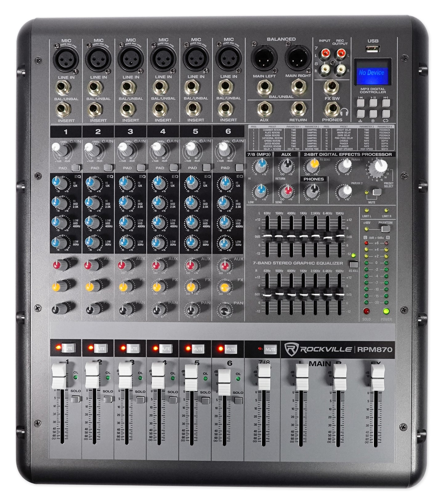 JBL JRX225 Dual 15" 4000w DJ/PA Speakers+Powered 8-Channel Mixer w/USB/Effects