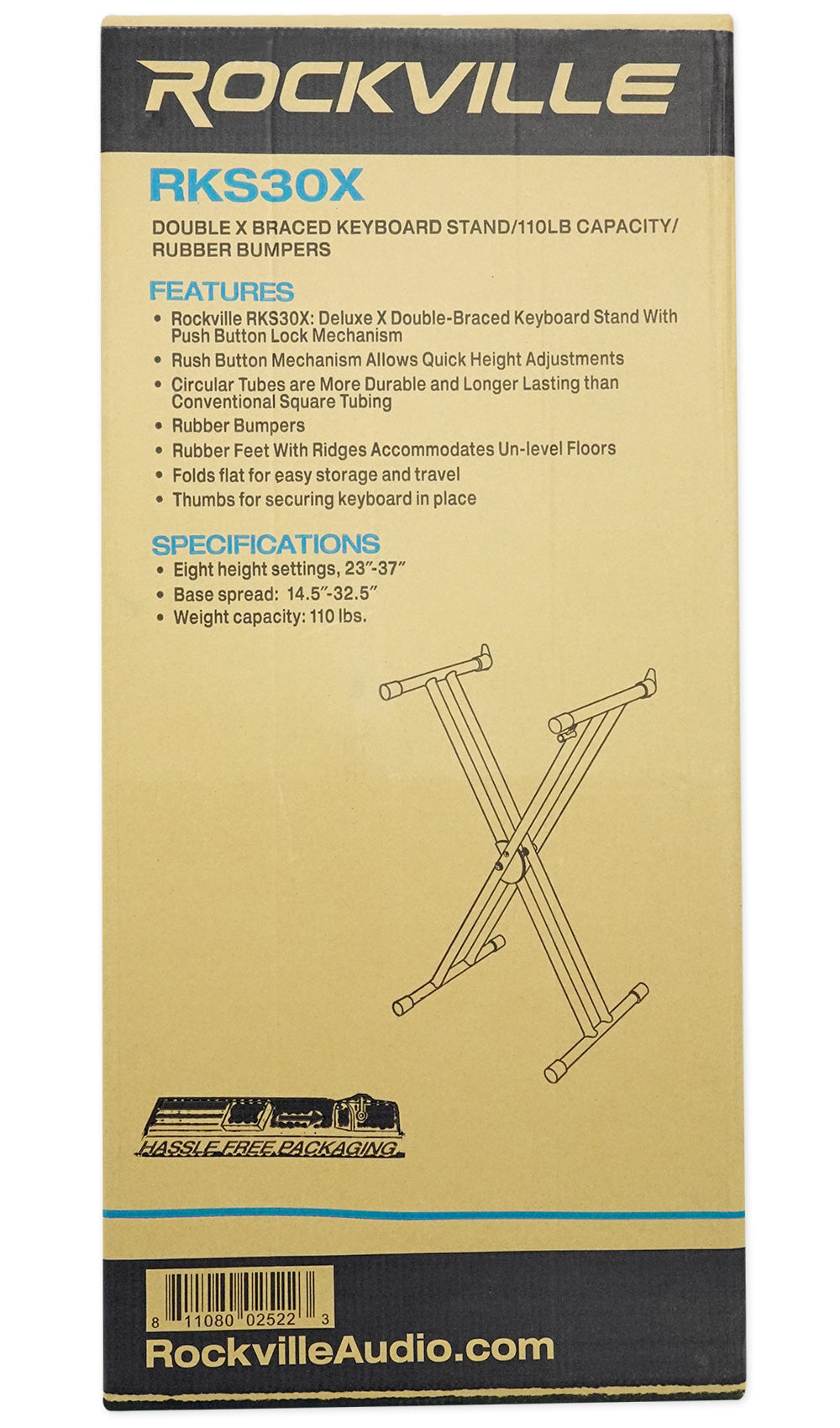 RKS30X Keyboard Stand + White Scrim + RockPAR50 Light Bundle