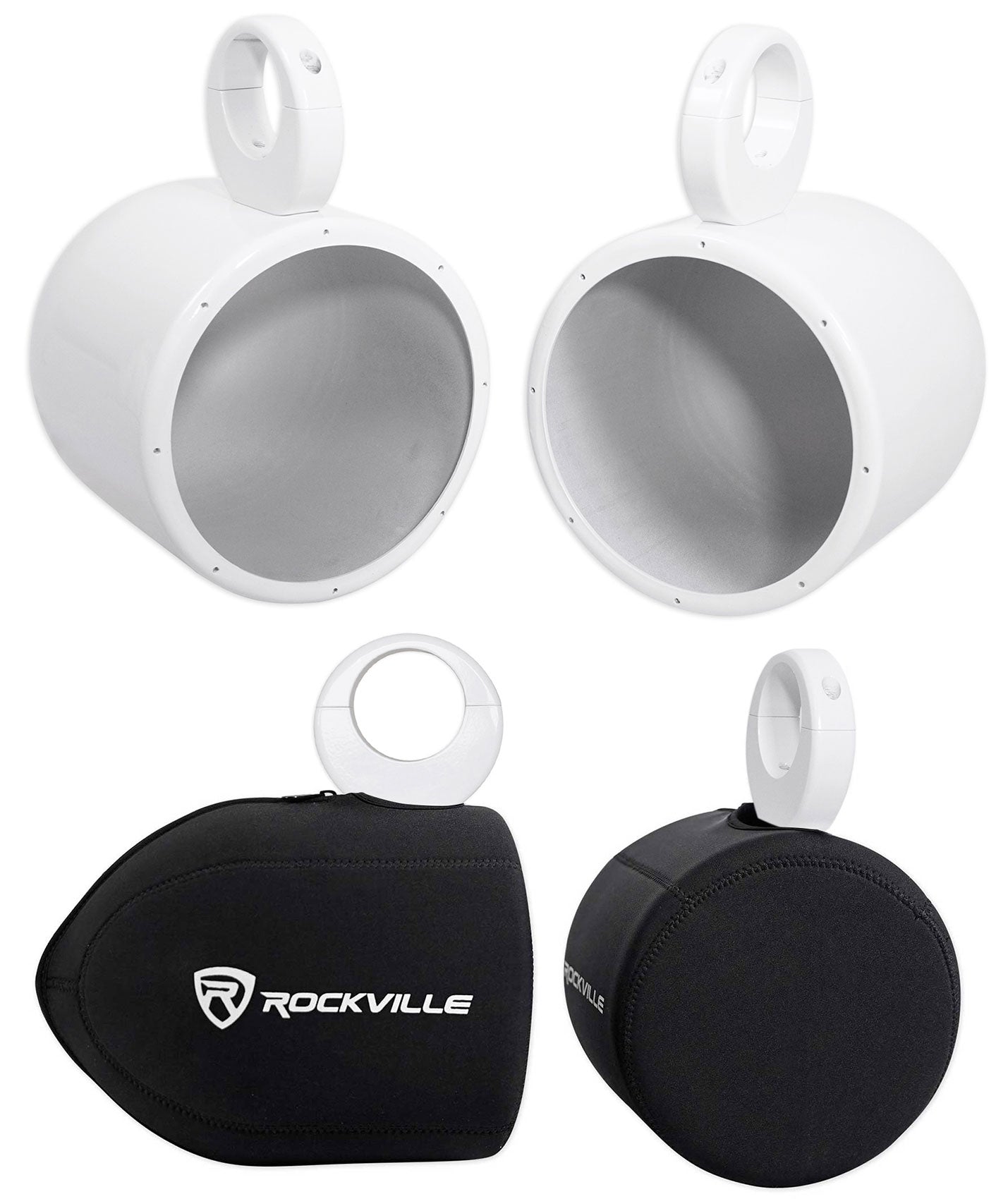 MAC80W White 7.7" Tower Speaker Pods 2-Pack + RWBC80 Neoprene Covers Bundle
