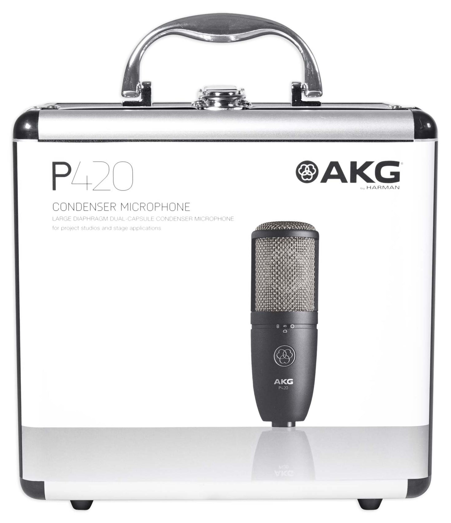 AKG P420 Studio Condenser Recording Podcasting Microphone Mic+Case+Headphones