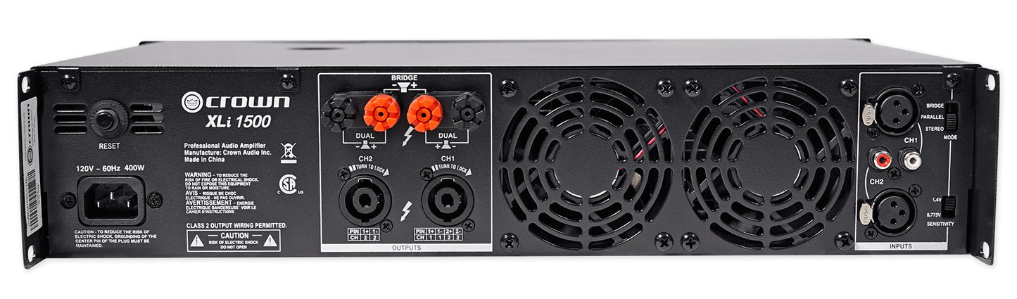 Crown Pro XLi1500 900w 2 Channel DJ/PA Power Amplifier Professional Amp+RockShip