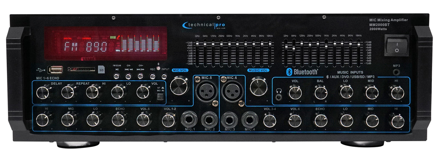 Technical Pro MM2000BT Bluetooth Karaoke Mixer System+(2) 8" Ceiling Speakers