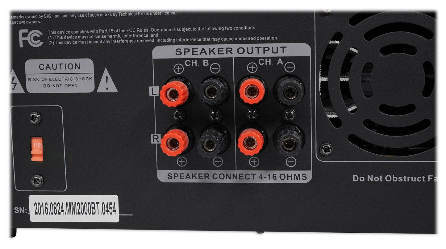 Technical Pro MM2000BT Bluetooth Karaoke Mixer System+(2) 8" Ceiling Speakers