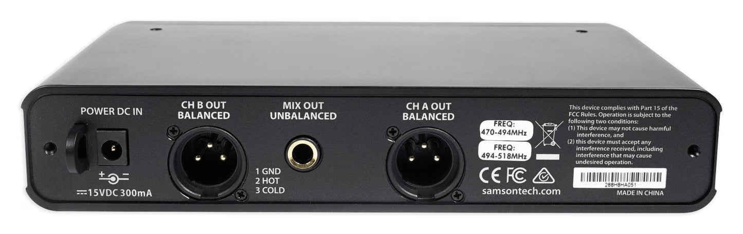 Samson Concert 288 UHF Beltpack Lavalier Headset Wireless Microphone+Mic Stand