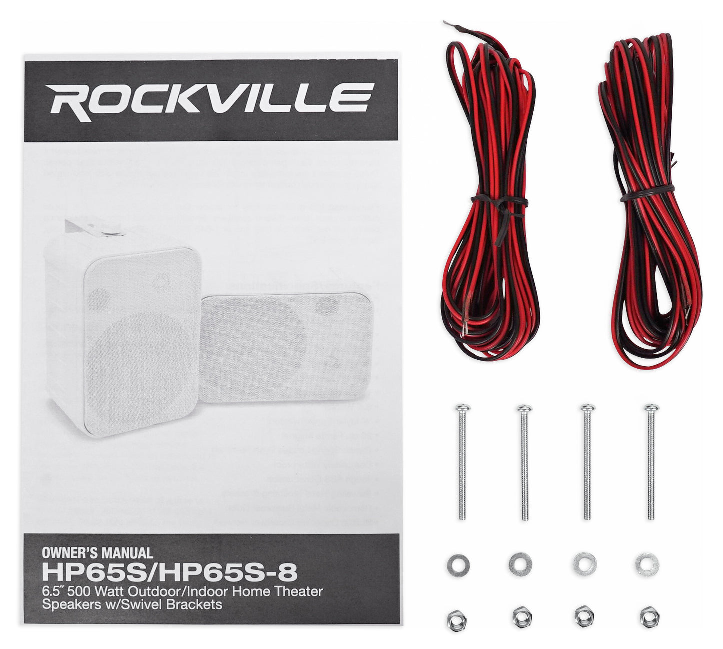 Rockville HP65S-8 White 8-Pack + RWBC65S Covers Bundle