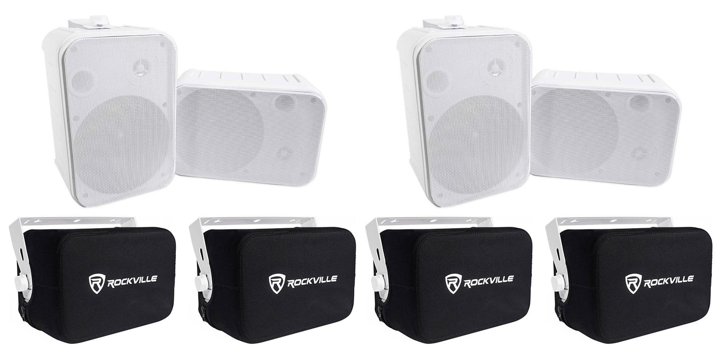 Rockville HP65S White 4-Pack + RWBC65S Covers Bundle