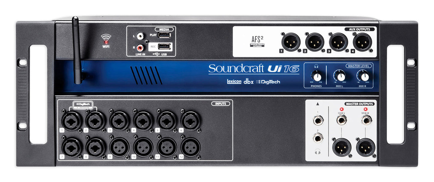 Soundcraft Ui16 16 Input Digital Mixer+Wifi+App Control+Recording+Rack Case Bag