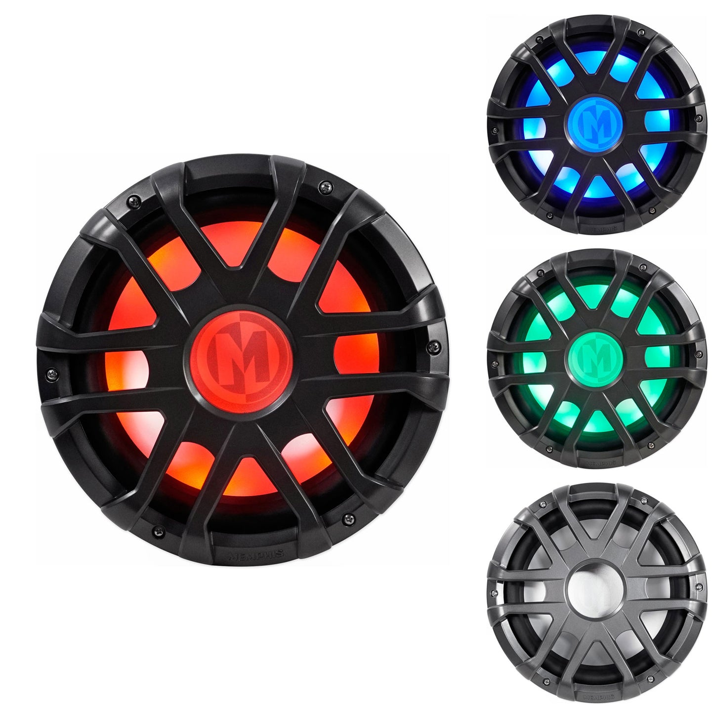 Memphis Audio MXA1044 10" 500w LED Marine Boat Subwoofer+Mono Amplifier+Amp Kit