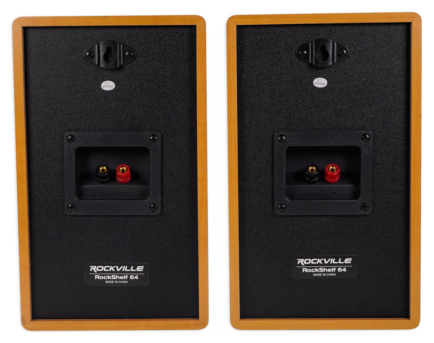 RockShelf 68C Wood 2-Pack + RHTSC 36" Speaker Stands Bundle