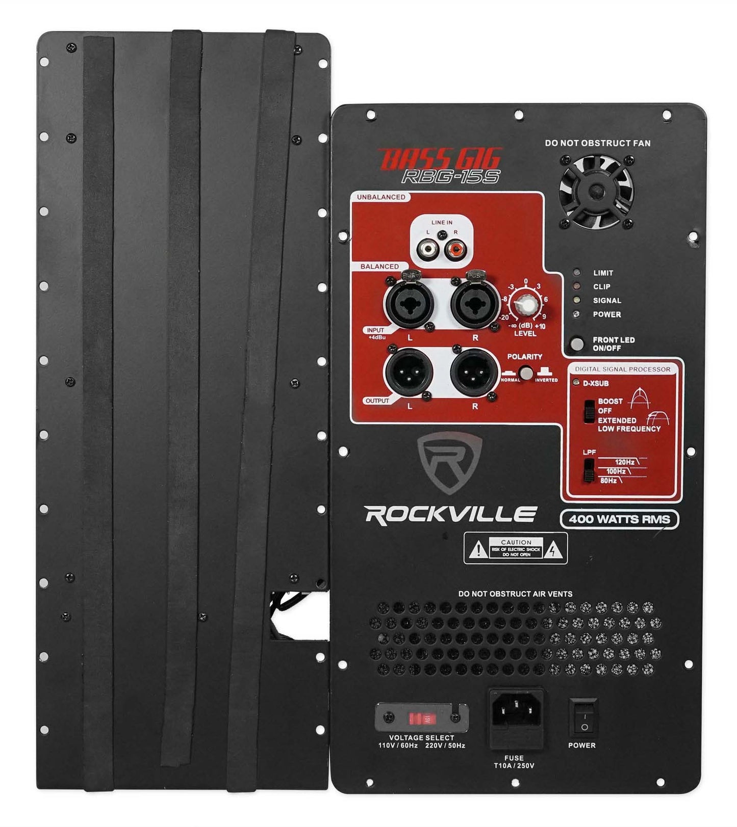 Rockville RBG15S AMP SU 1600w Active Powered Pro PA Subwoofer Amp Plate+Limiter