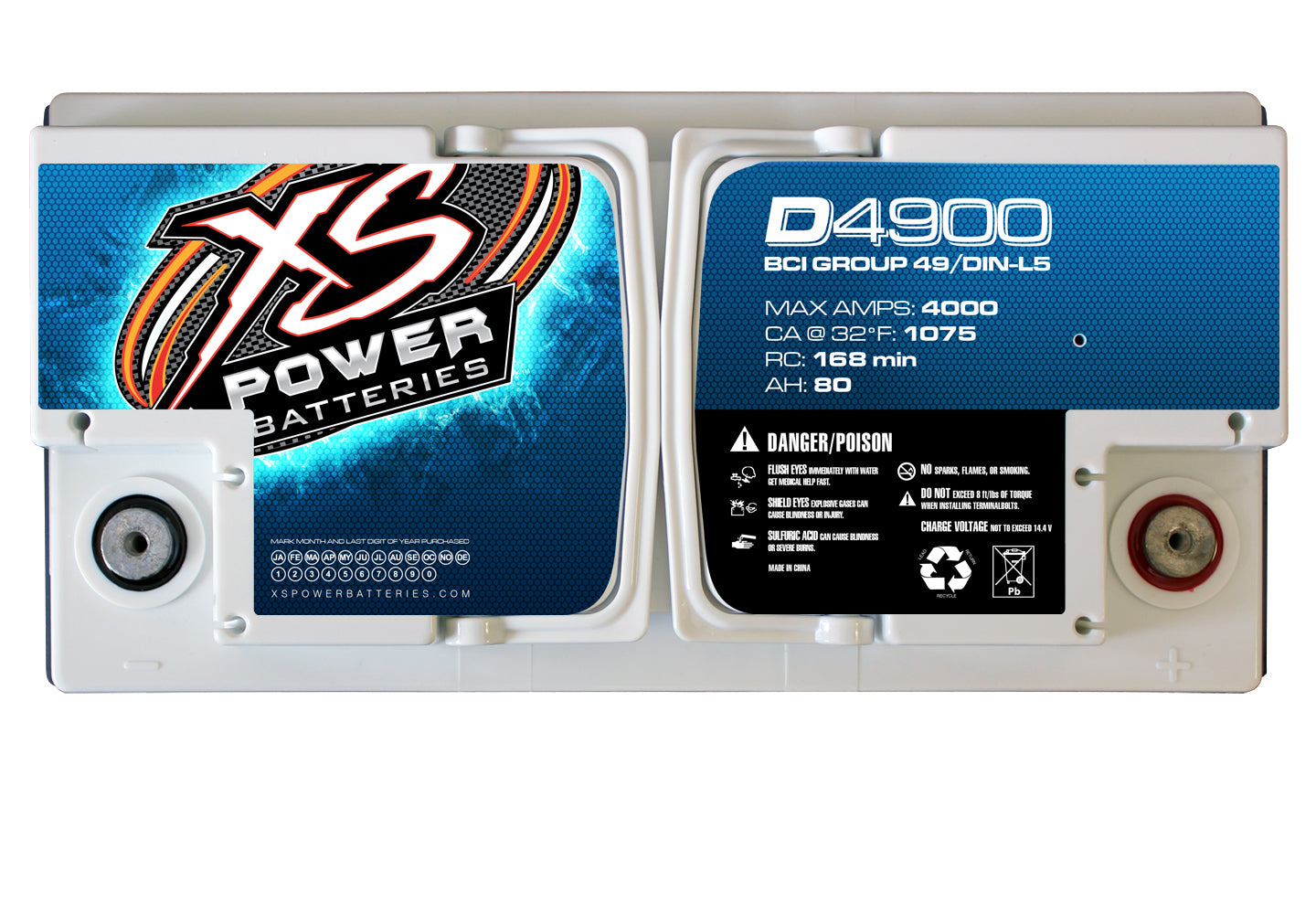 XS Power D4900 4000 Amp 12V Power Cell Car Audio Battery + Power/Ground Wires