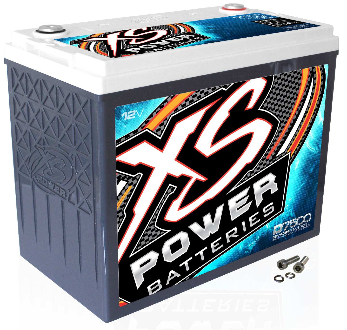 XS Power D7500 6000 Amp 12 Volt Car Audio Sealed AGM Battery+Power/Ground Wires