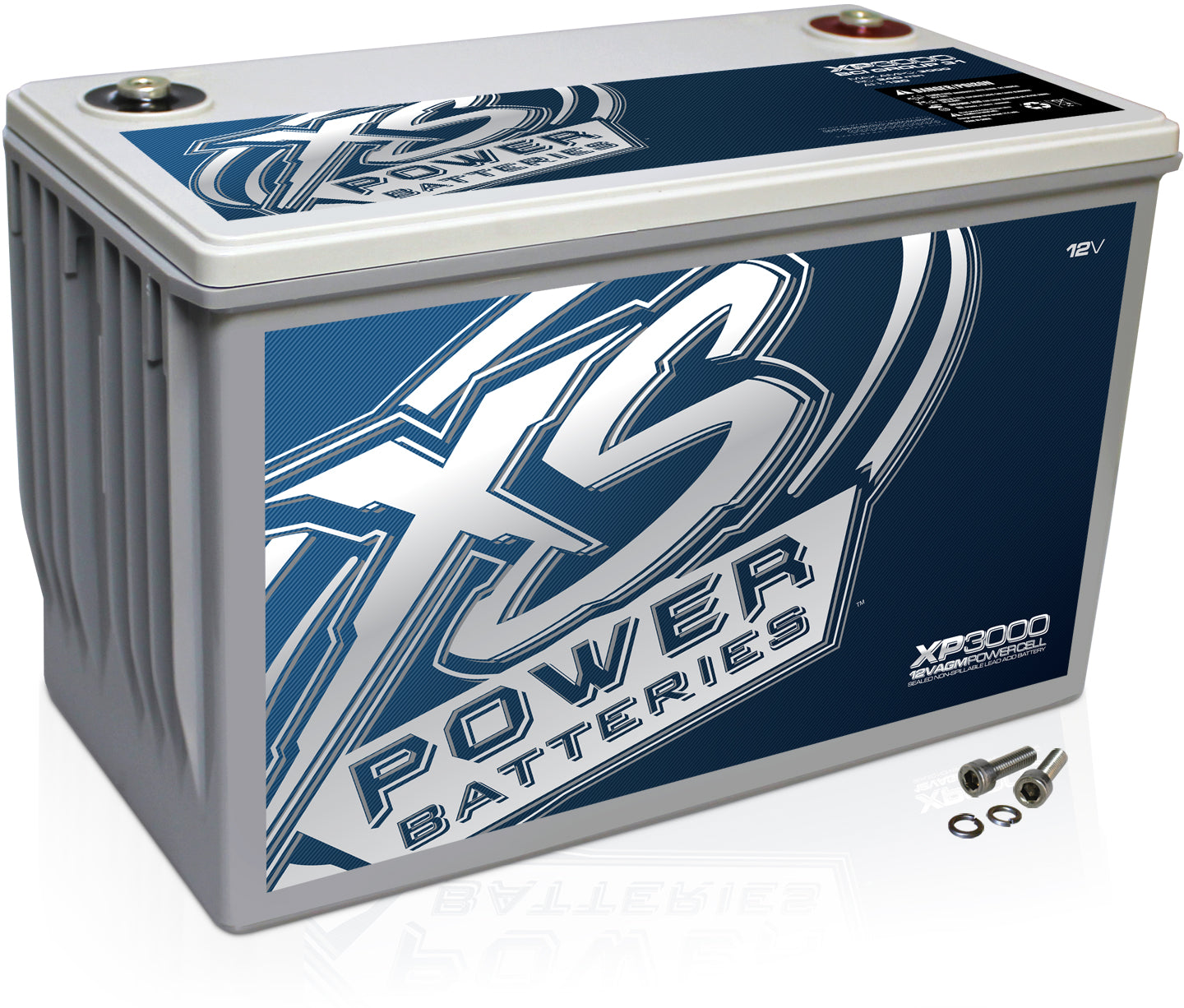 XS Power XP3000 3000 Watt Power Cell + Rockville 4 AWG Blue Power/Ground Wires Bundle