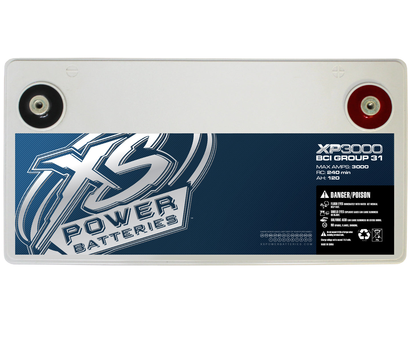 XS Power XP3000 3000 Watt Power Cell + Rockville 4 AWG Blue Power/Ground Wires Bundle
