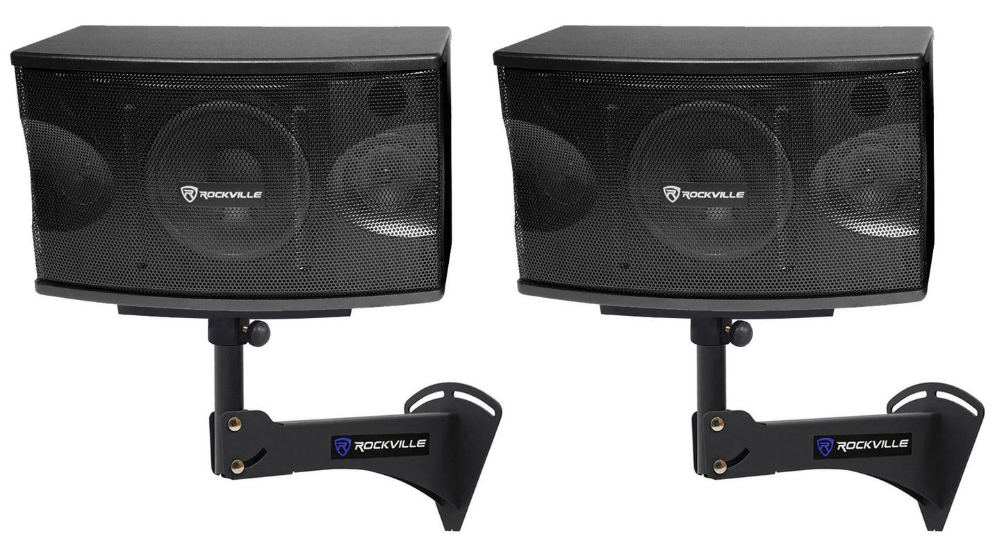 KPS80 8" Karaoke Speakers 2-Pack + Adjustable Wall Mount Brackets Bundle