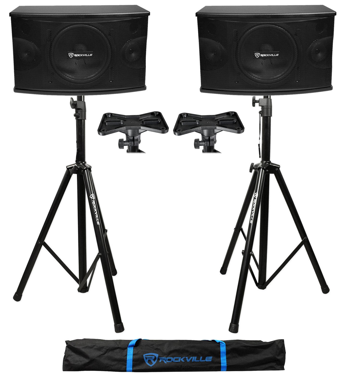 KPS10 10" Karaoke Speakers 2-Pack + Tripod Stands Bundle