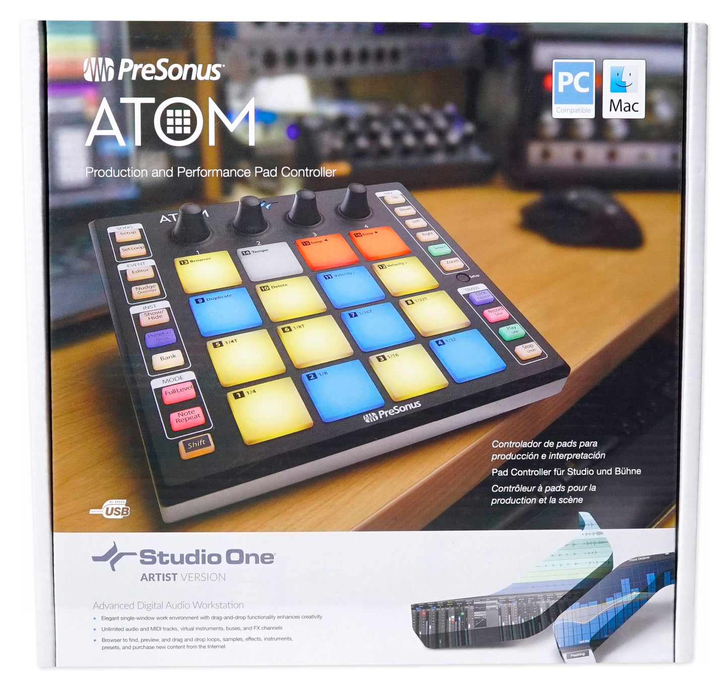 PRESONUS ATOM 16 Pad USB MIDI RGB DJ Controller+Studio One Software+Headphones